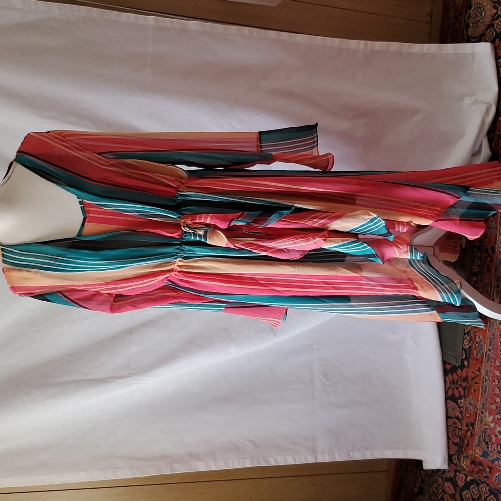 Night gown and Flowy Sheer Robe, Ruffled , Multi color, size 2XL